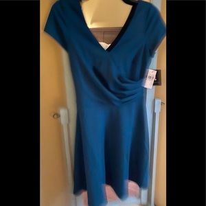 NWT Cap Sleeve Pleated Surplice Neck Dress